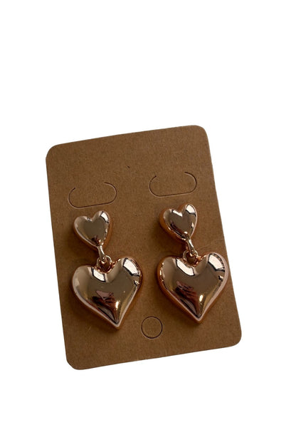 Rose gold heart drop studs