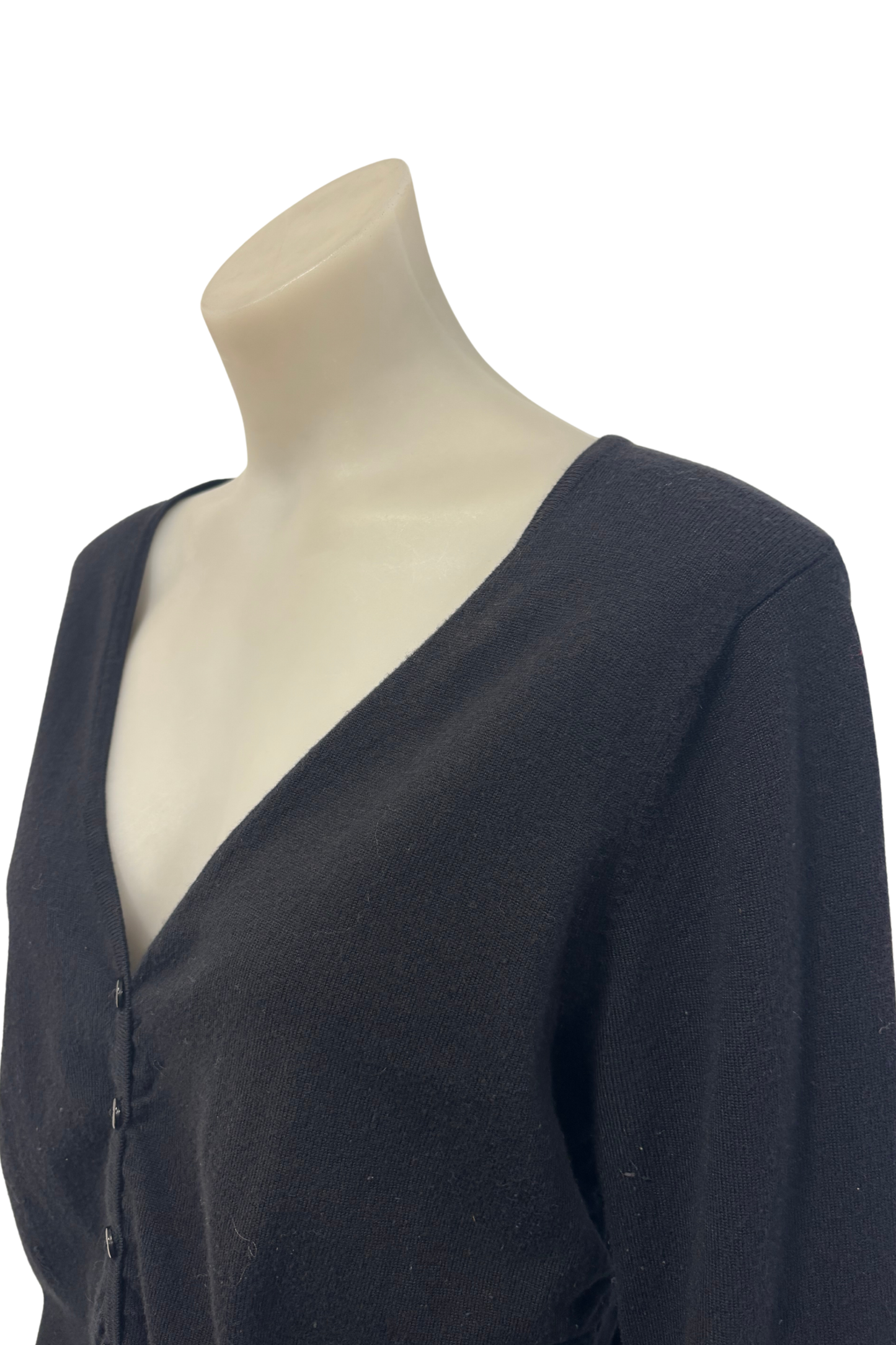 Ruched front black cardigan, L