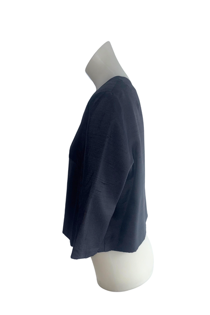 Silk blend cropped button up blouse, M