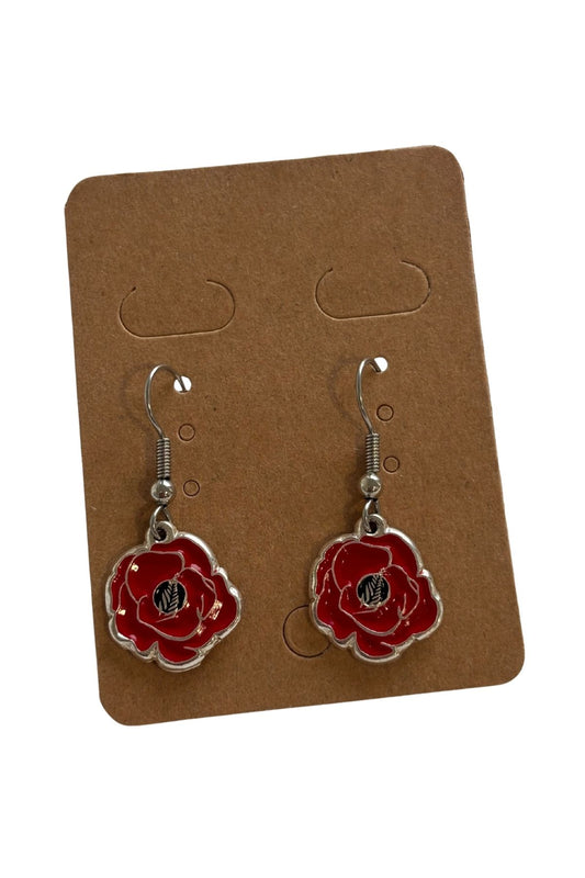 NZ Poppy dangly earrings