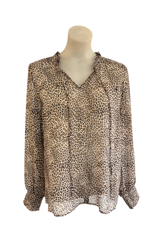 Oliver Black Leopard print lightweight mesh blouse, 12