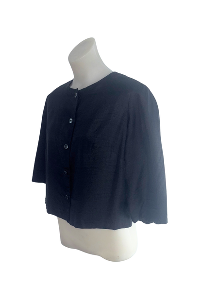 Silk blend cropped button up blouse, M