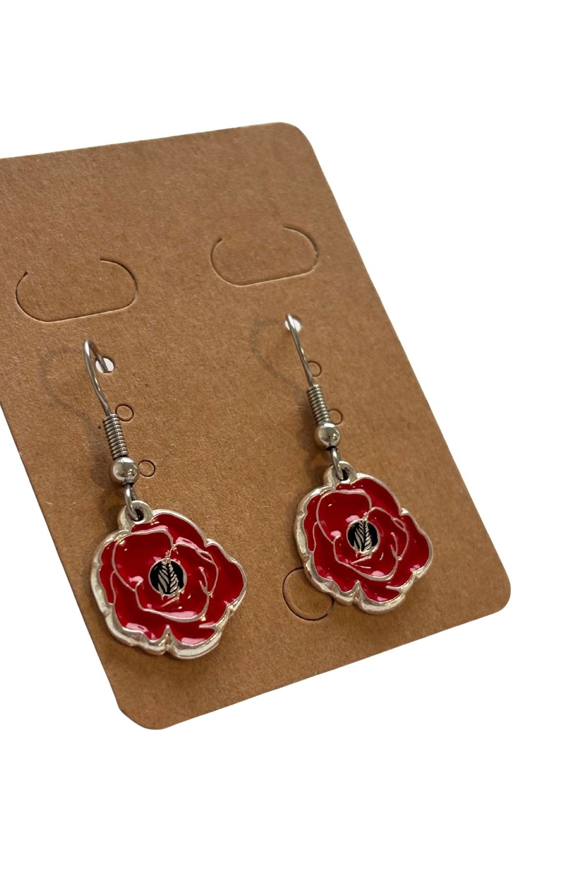 NZ Poppy dangly earrings