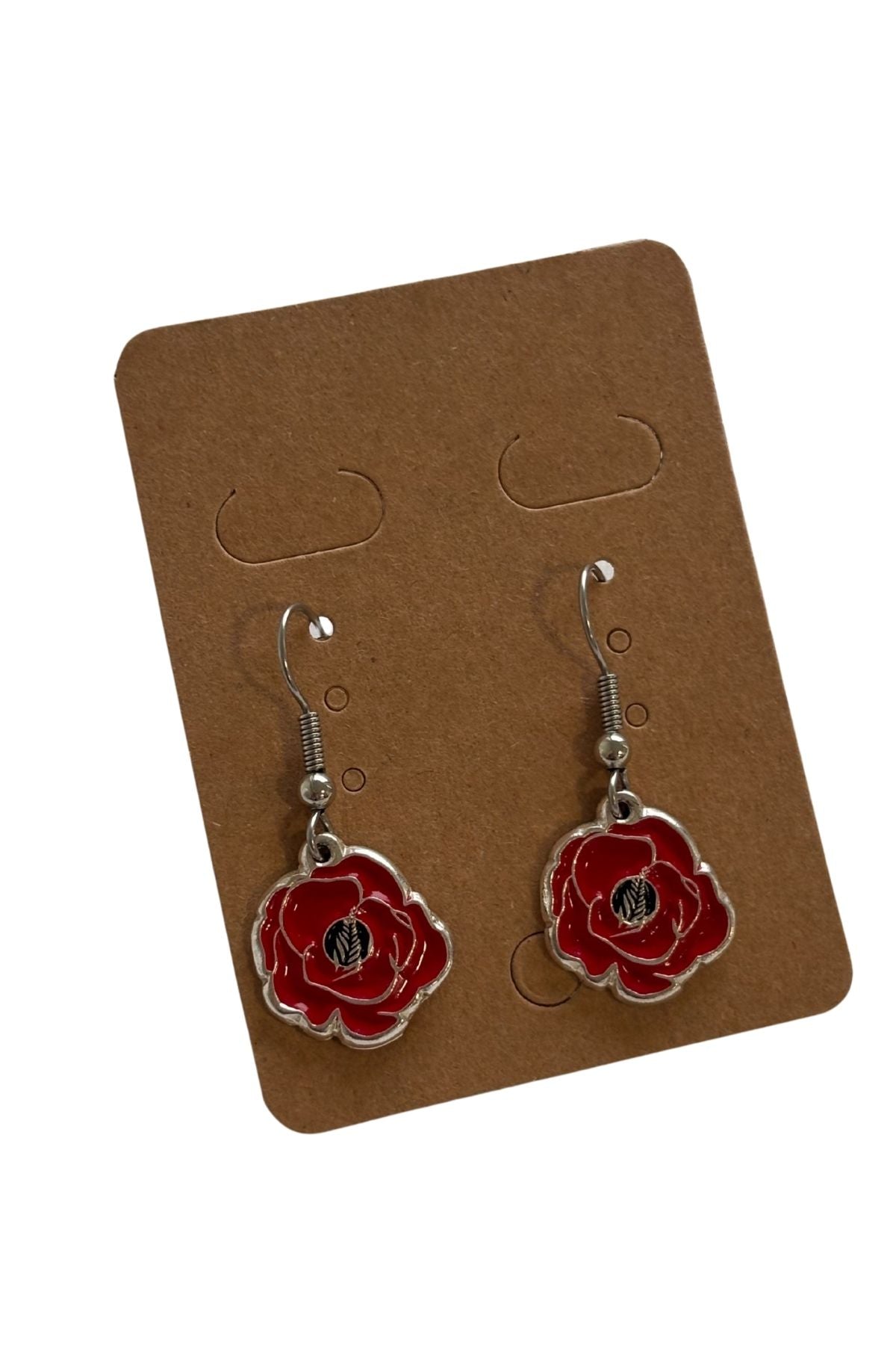 NZ Poppy dangly earrings