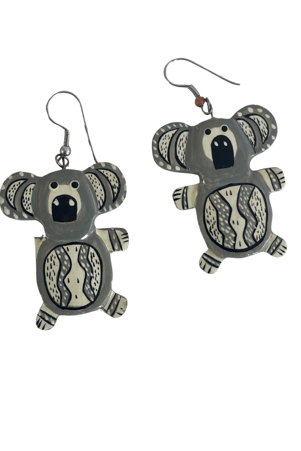 Vintage tribal print koala earrings