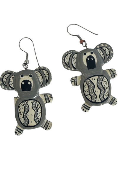 Vintage tribal print koala earrings