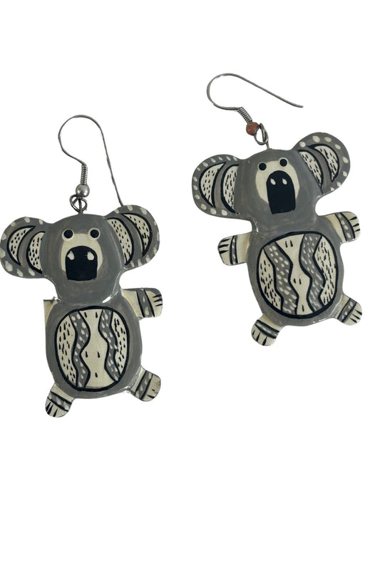 Vintage tribal print koala earrings