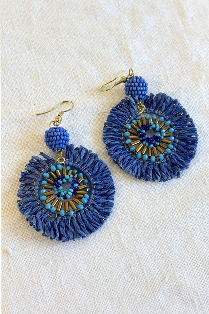 Retro circular statement earrings