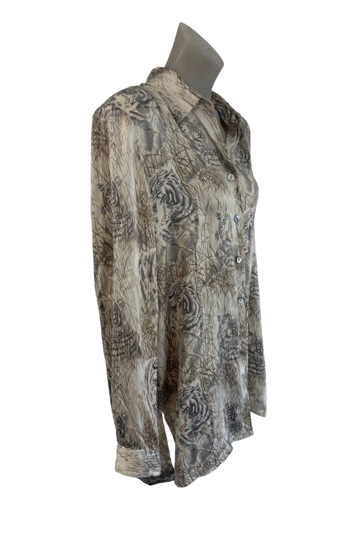 Kimberley Fox white tiger silk bouse, 16