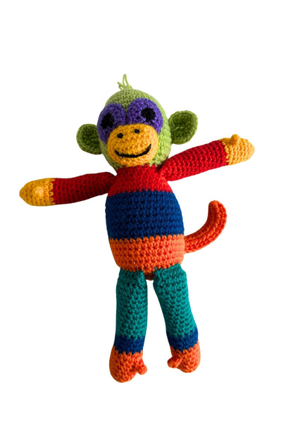 Funky monkey knitted teddy bear