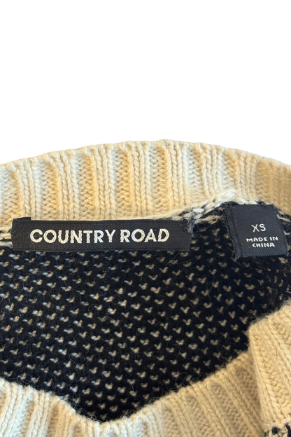Country Road black + white knit jumper, XS