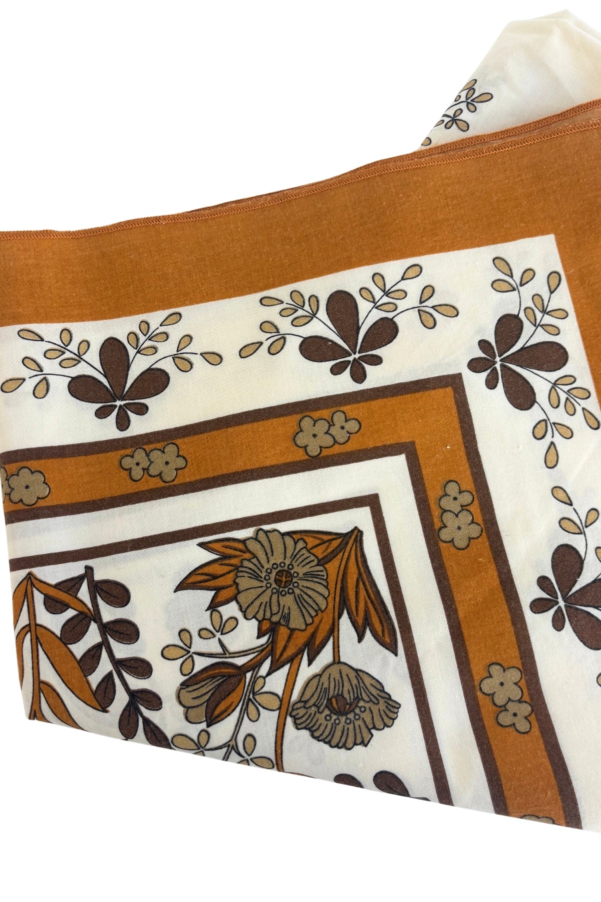 Large square brown floral butterfly tablecloth