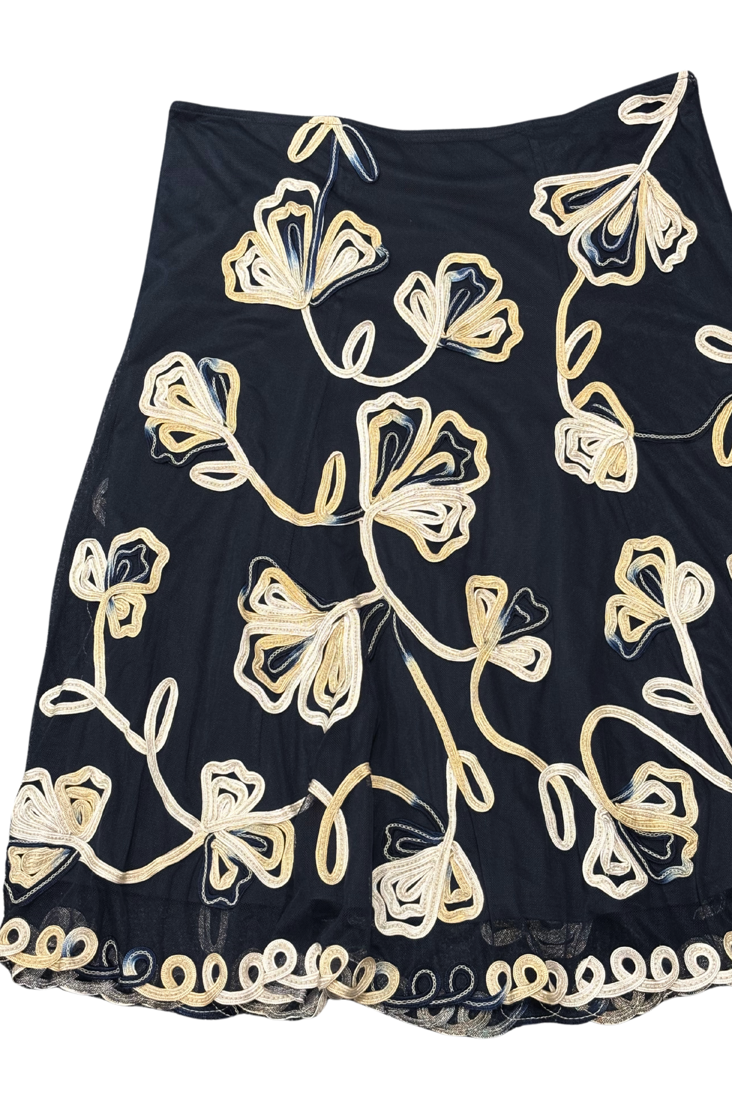 CC Petite Mesh embroidered flowers midi Skirt, L