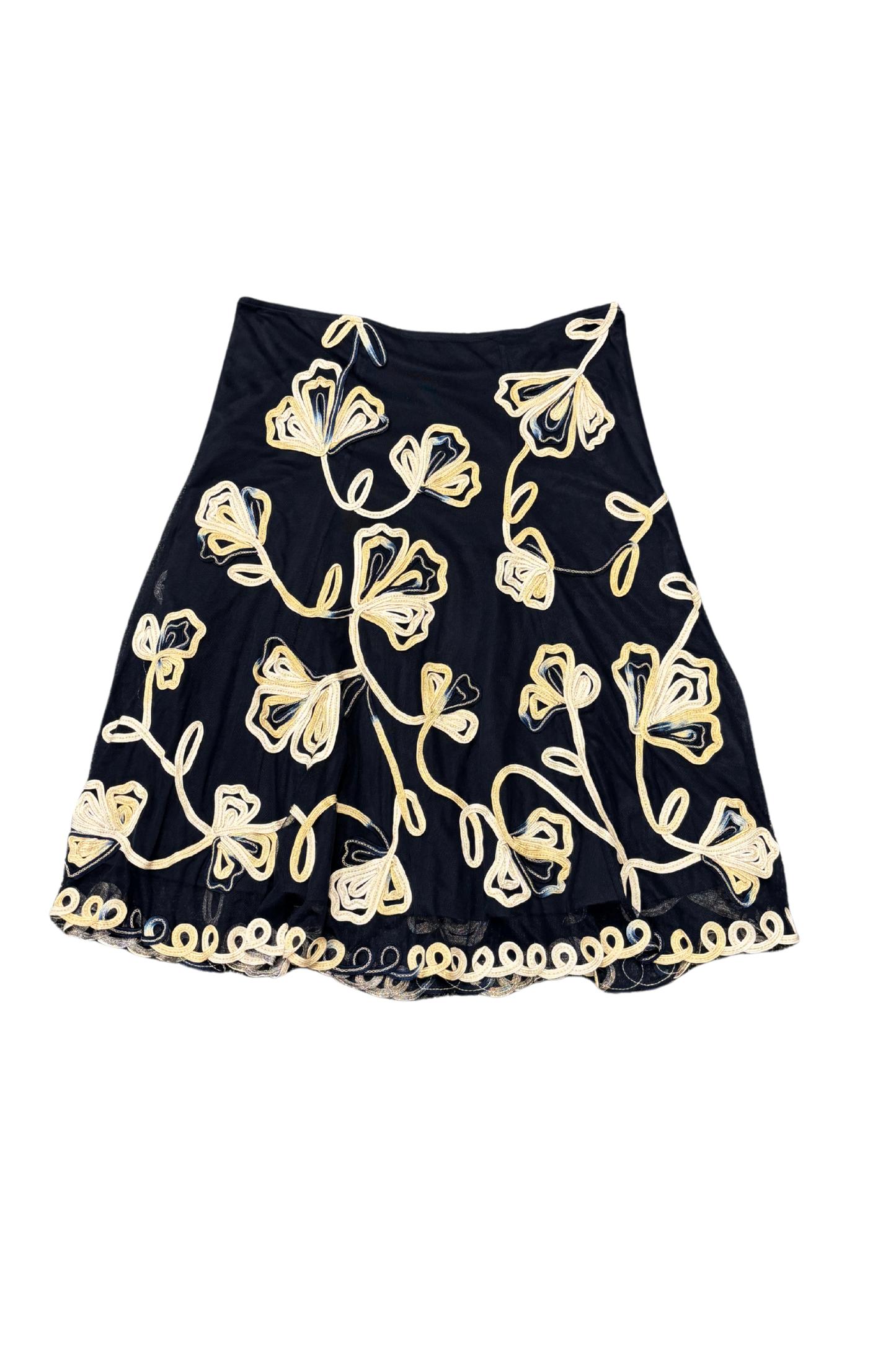 CC Petite Mesh embroidered flowers midi Skirt, L