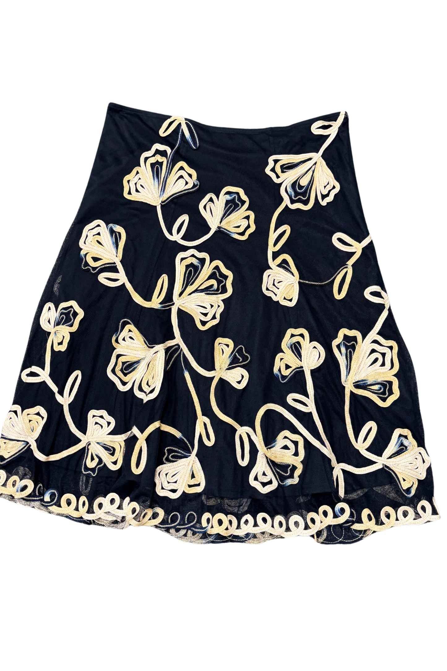 CC Petite Mesh embroidered flowers midi Skirt, L