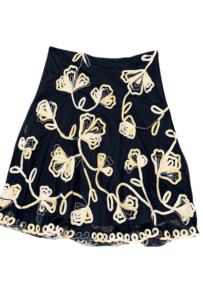 CC Petite Mesh embroidered flowers midi Skirt, L