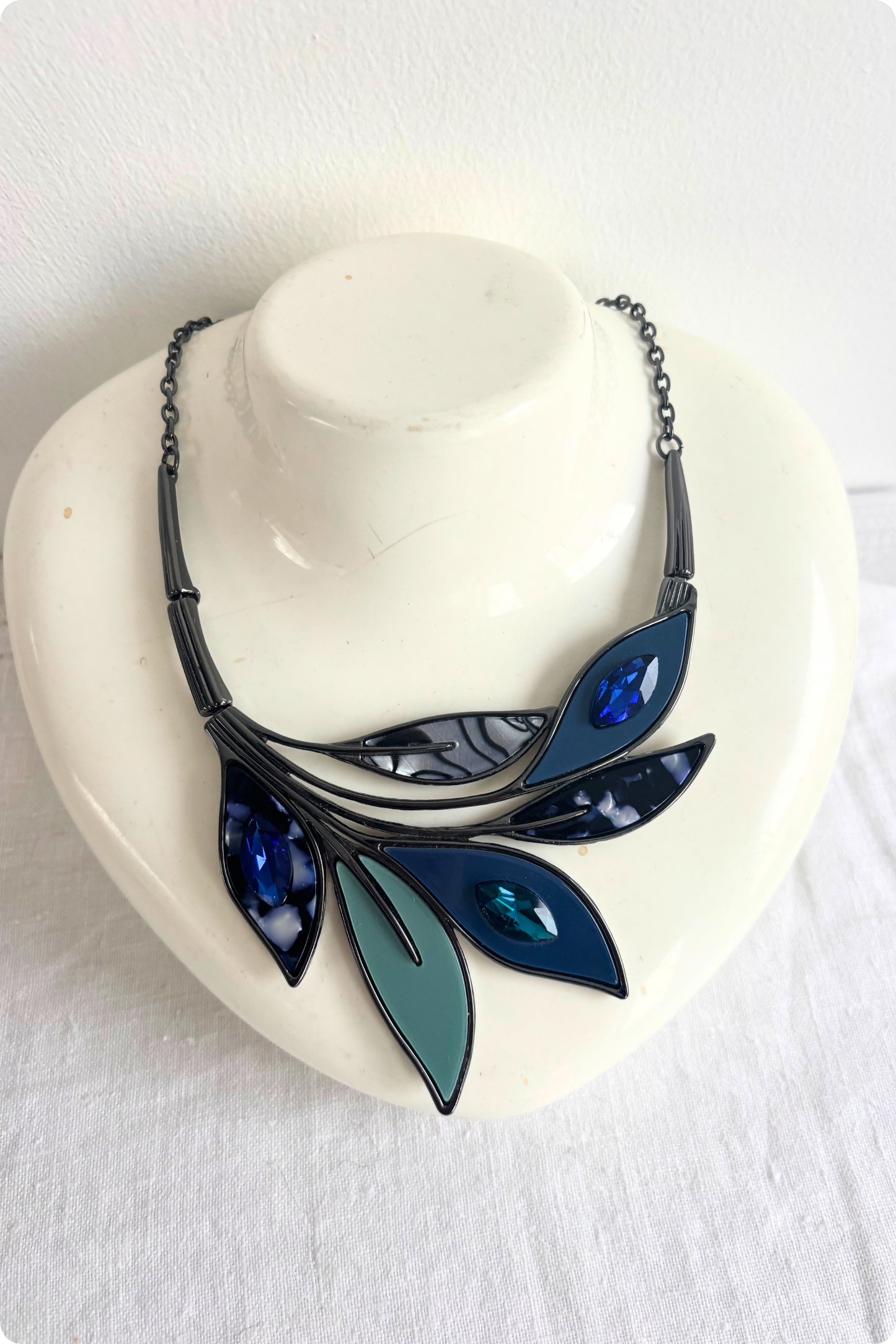 Stained glass plant necklace