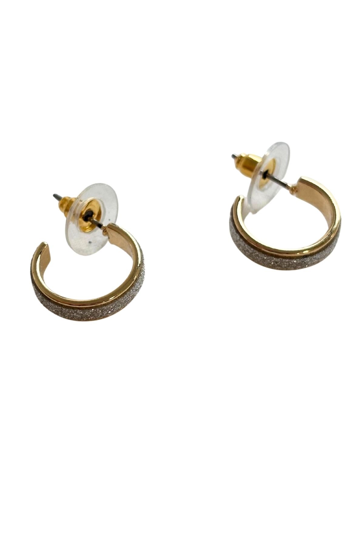 Gold sparkly mini hoop earrings