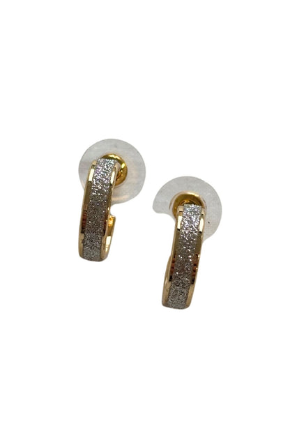 Gold sparkly mini hoop earrings
