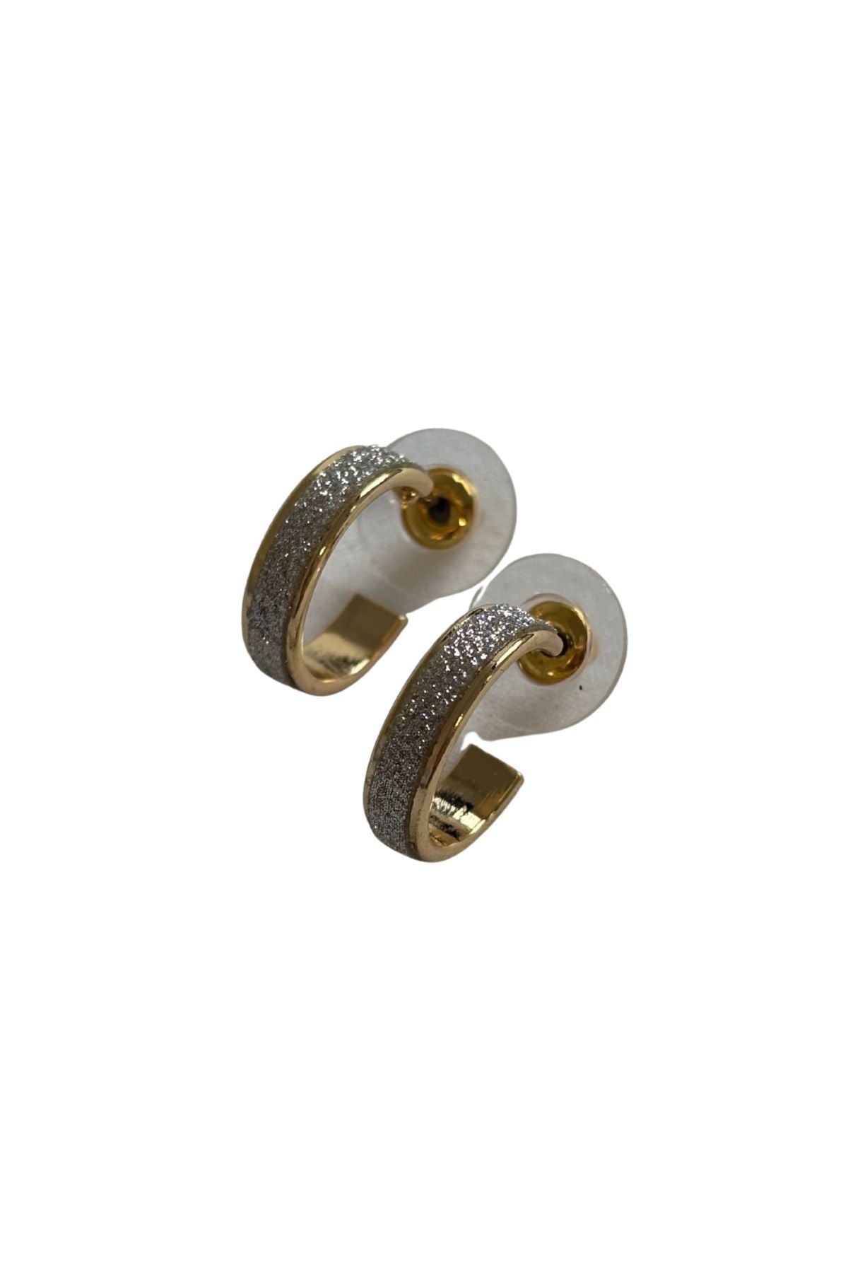Gold sparkly mini hoop earrings