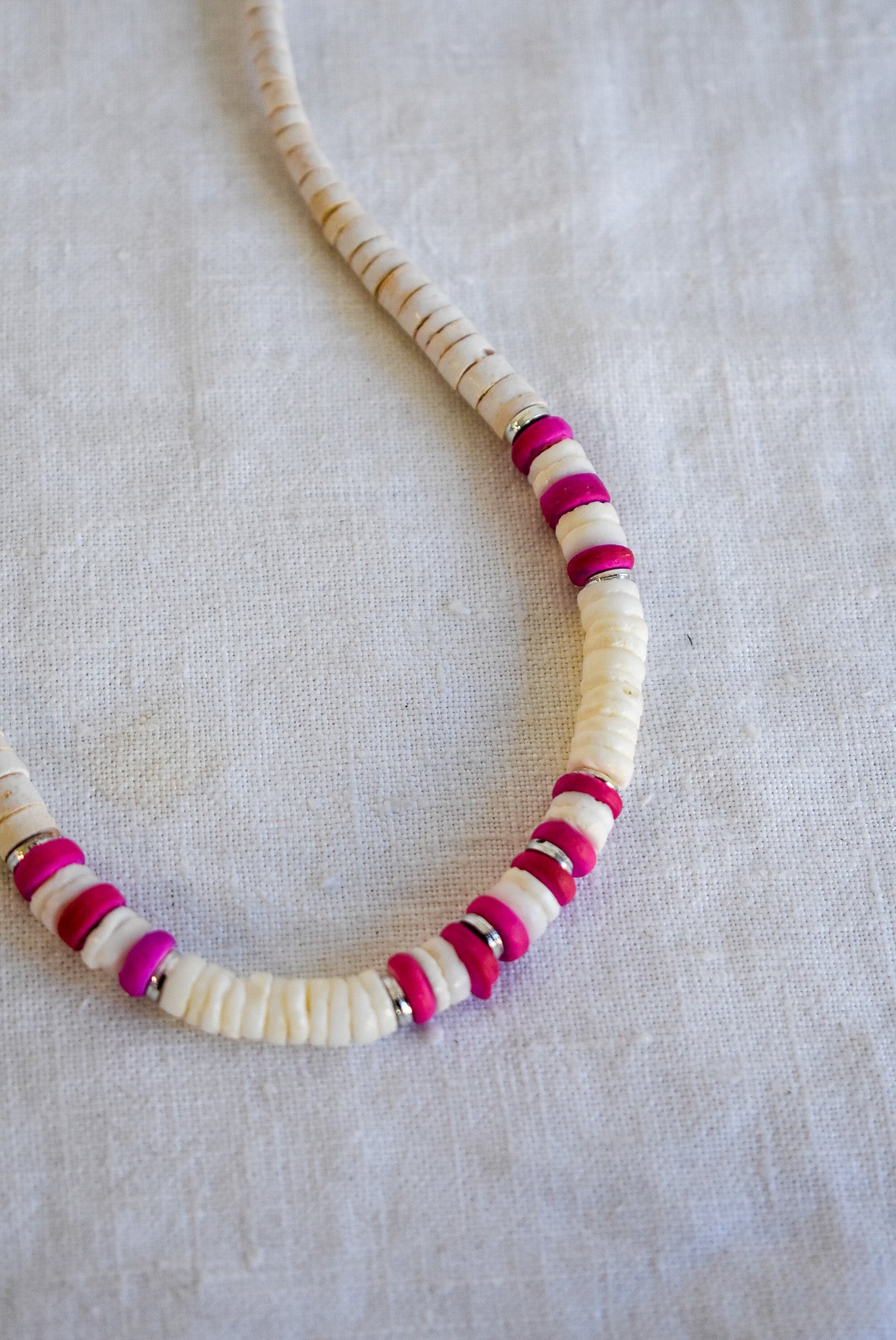 Pink & Puka shell necklace