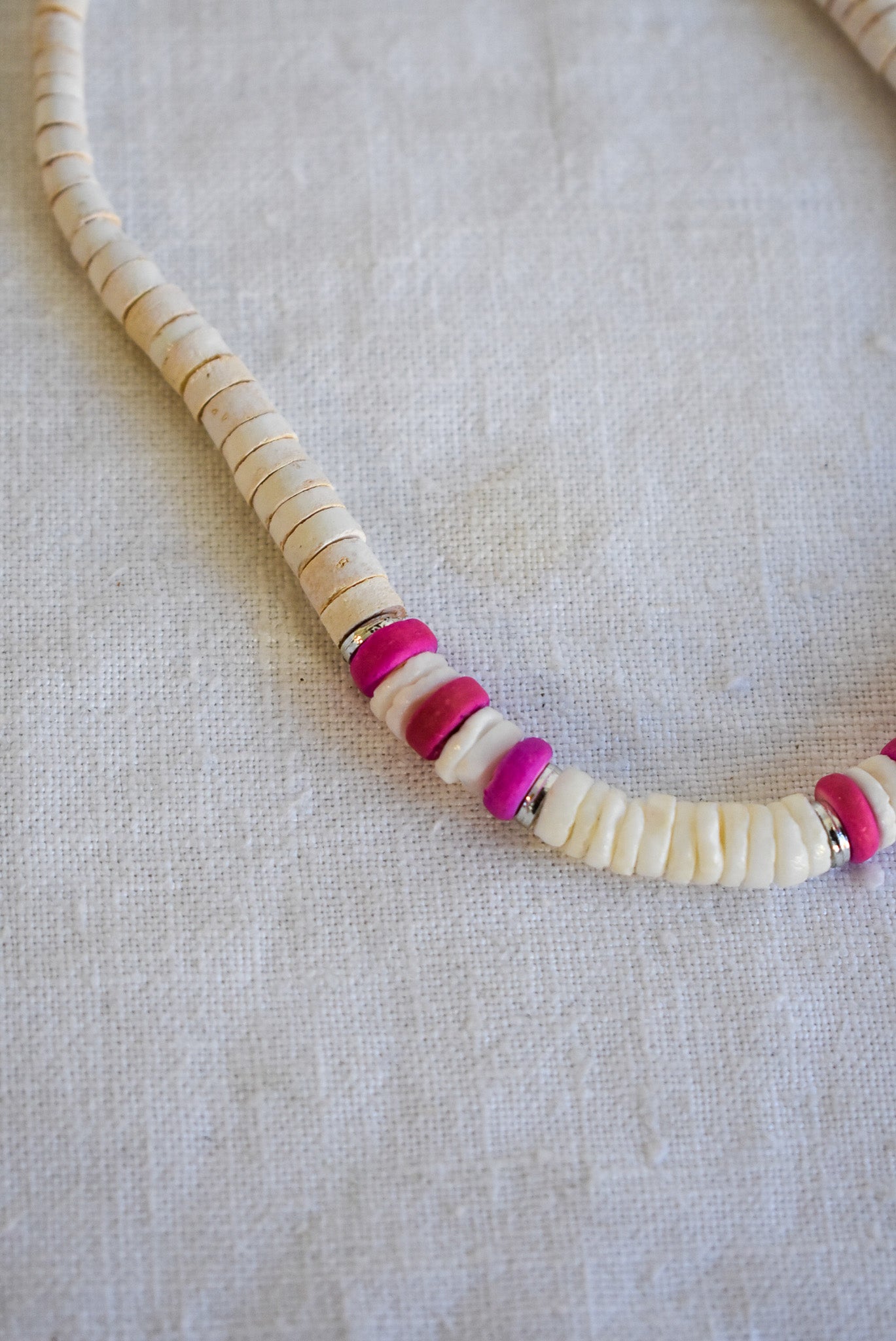 Pink & Puka shell necklace