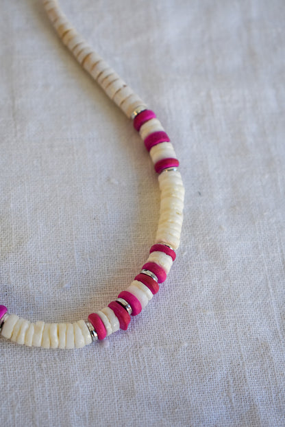 Pink & Puka shell necklace