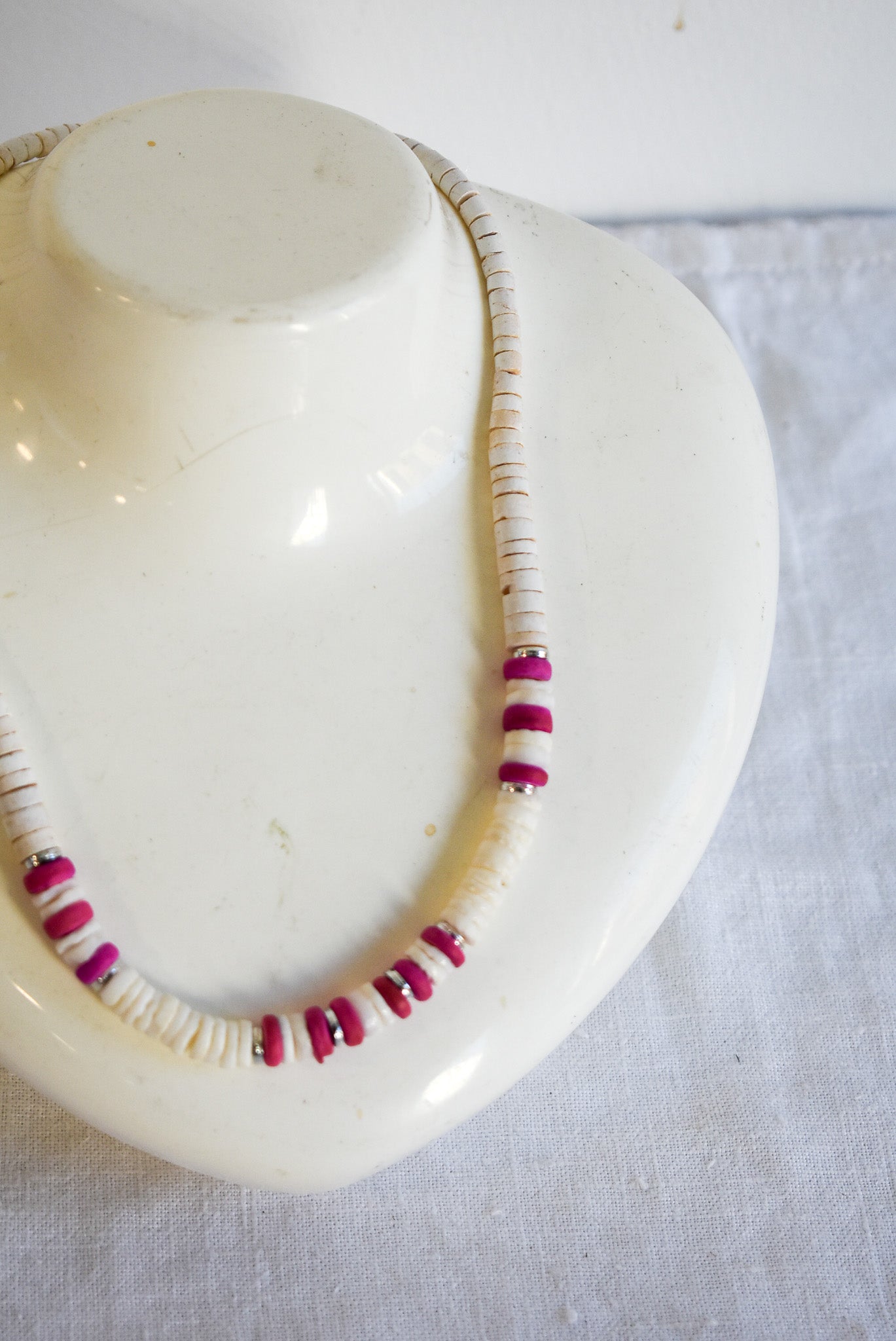 Pink & Puka shell necklace