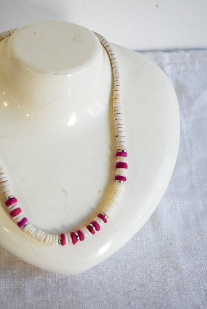 Pink & Puka shell necklace