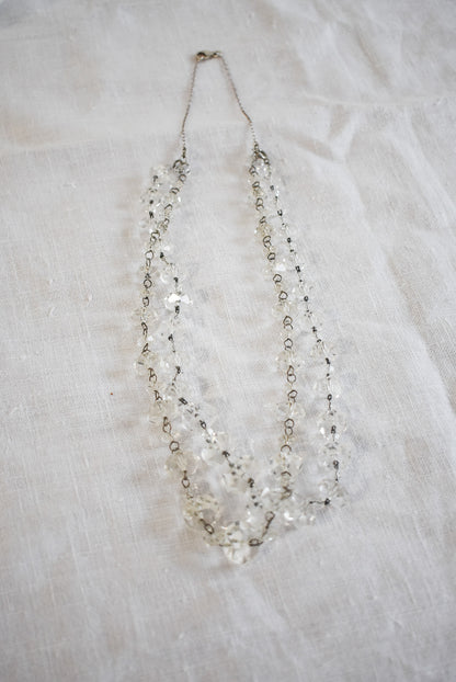 Retro faceted glass rondelle bead necklace