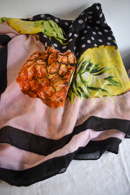 Shine Me England pineapple tassel scarf NWT