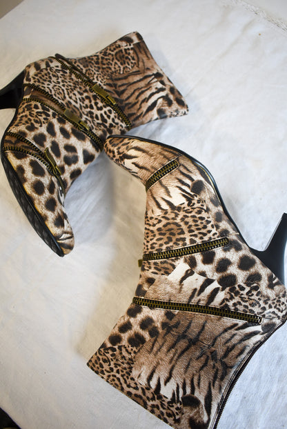 Maher NZ designer animal print boots, 37