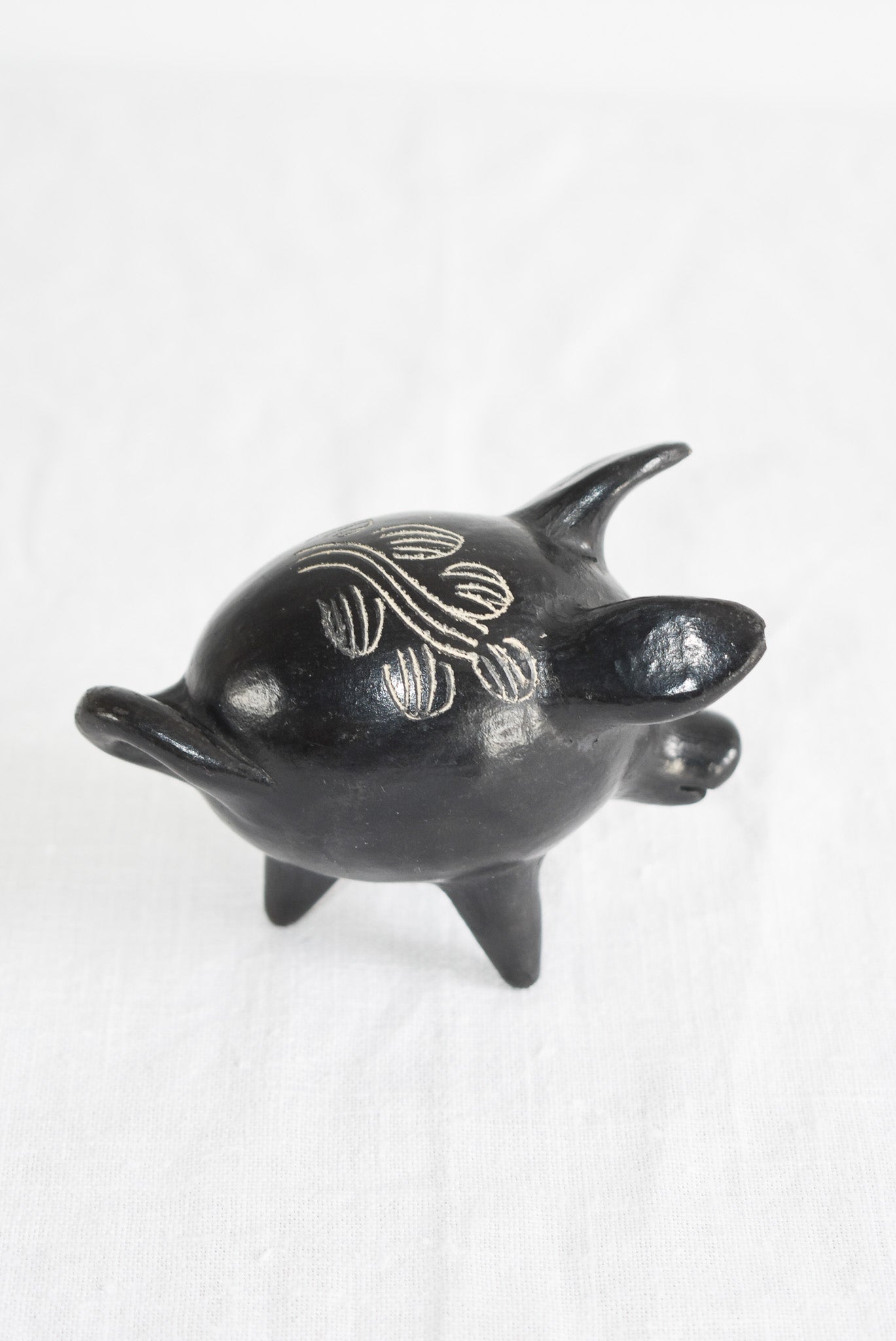Black clay Quinchamali Chilean folk art piggy