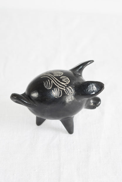 Black clay Quinchamali Chilean folk art piggy