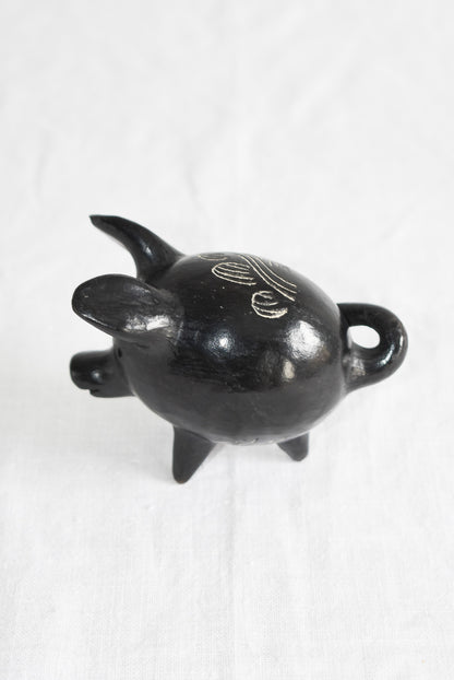 Black clay Quinchamali Chilean folk art piggy