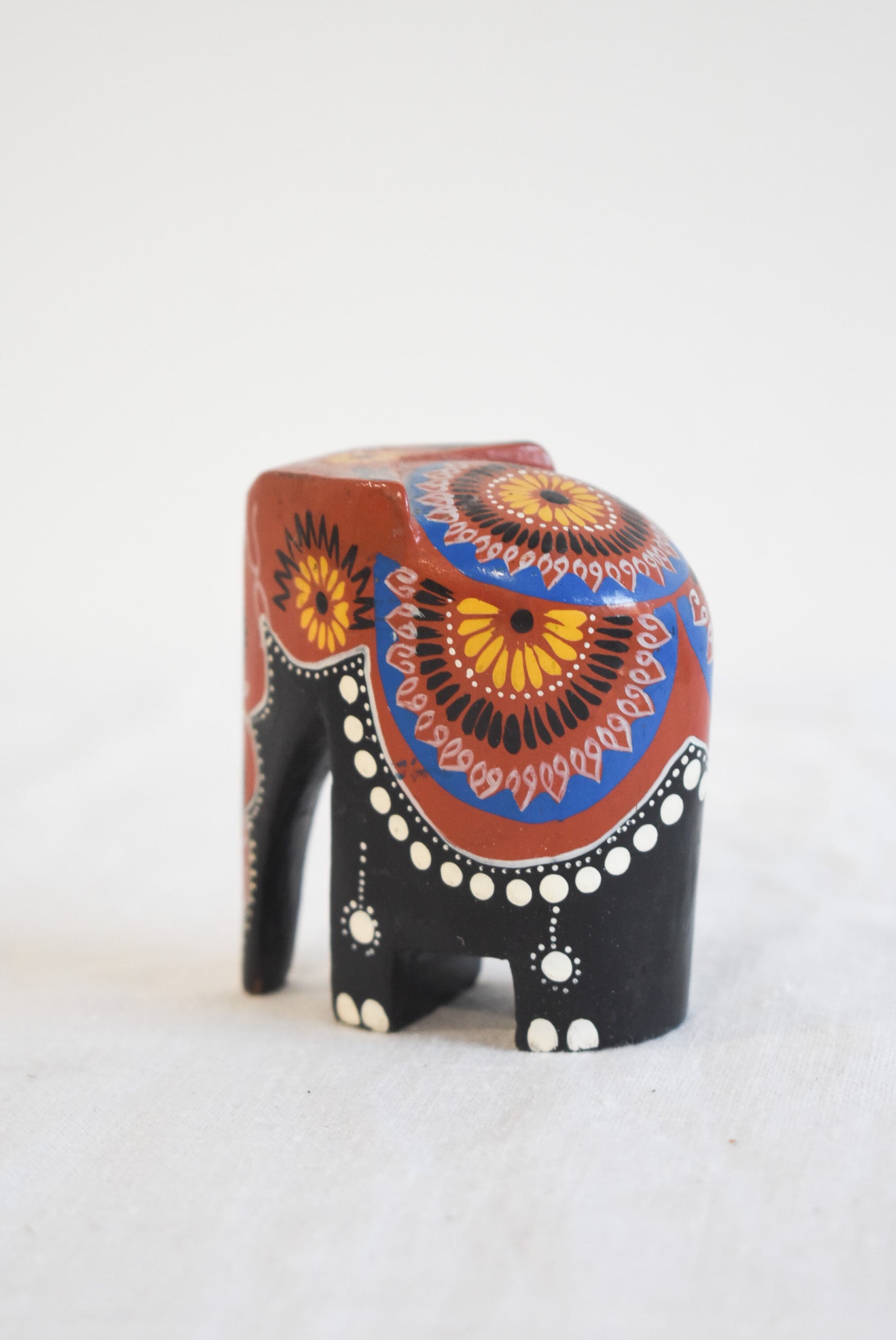 Wooden hand painted elephant