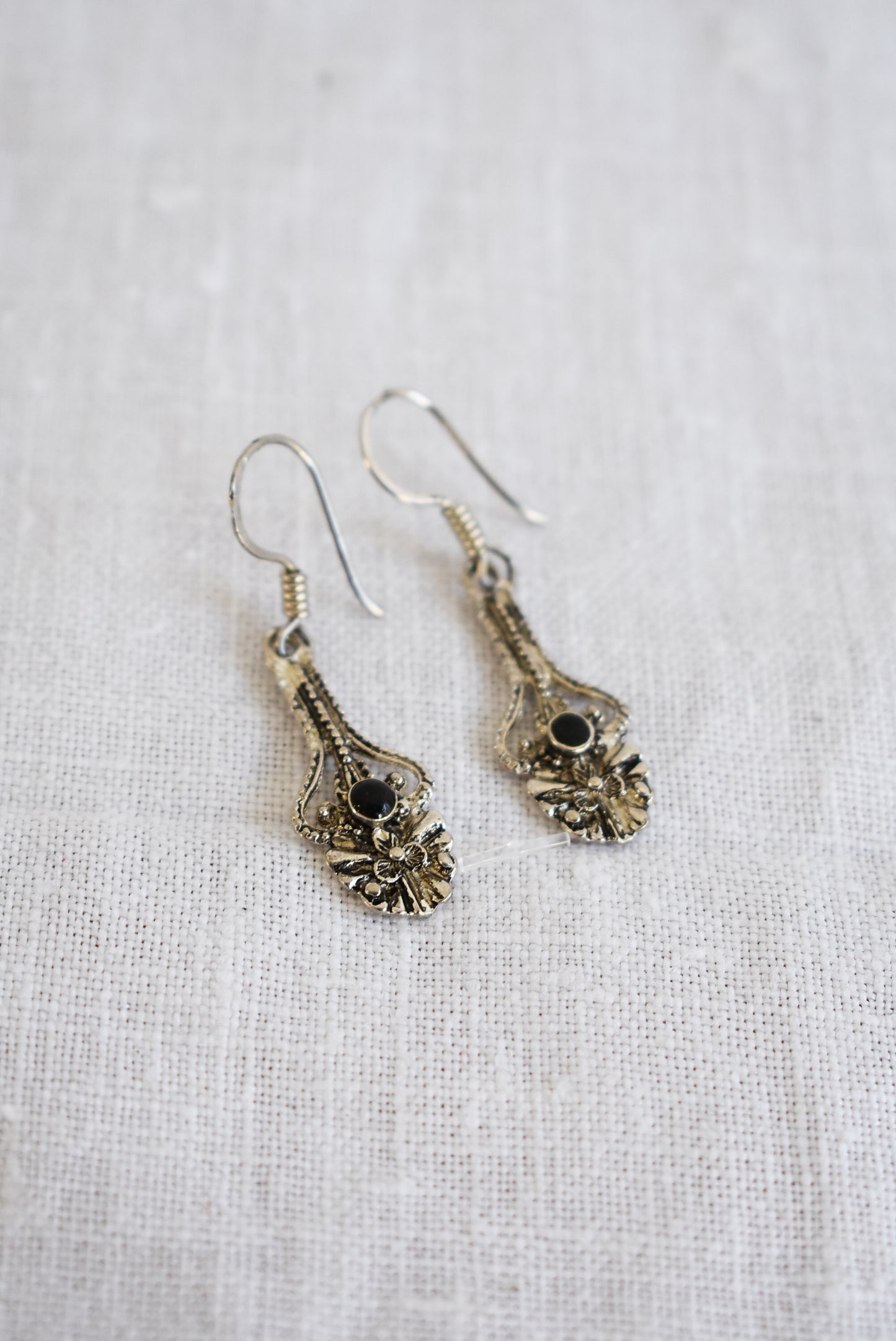 Ornate silver earrings