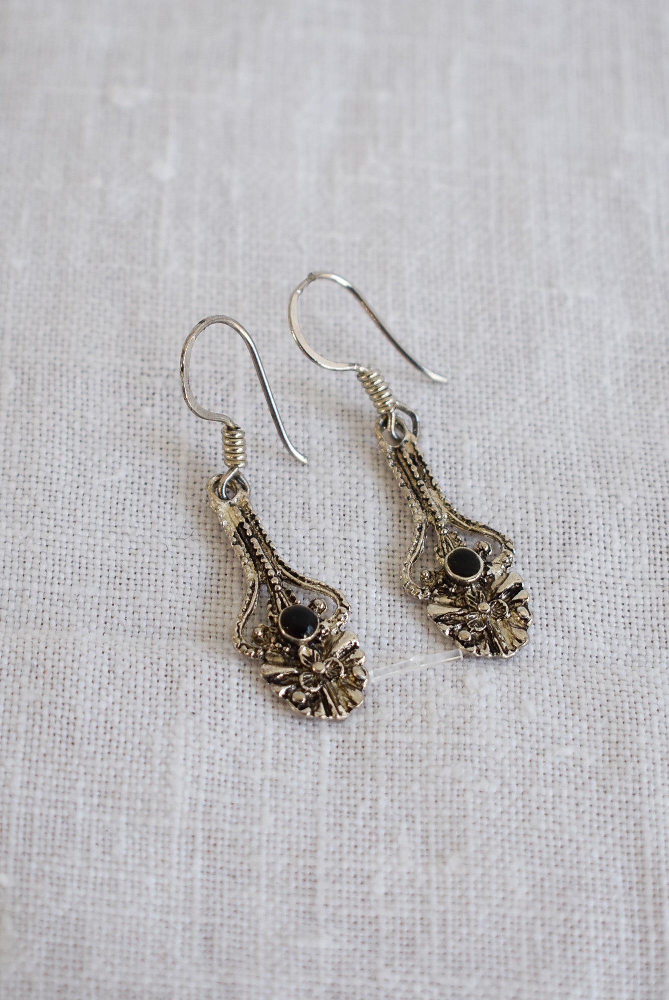 Ornate silver earrings