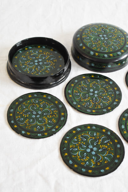Antique Burmese handcrafted lacquerware Betel Kun it boxes & coasters